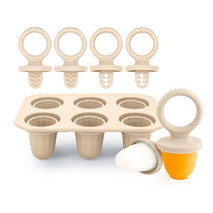 Silicone Baby Teething Ice Pop Mold | 6-Cavity Puree Freezer Tray