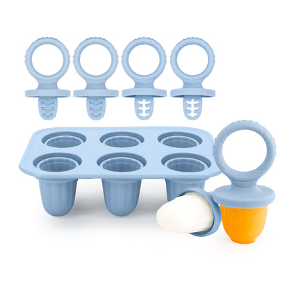 Silicone Baby Teething Ice Pop Mold | 6-Cavity Puree Freezer Tray