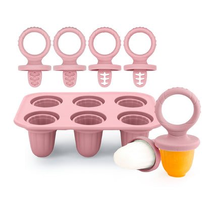 Silicone Baby Teething Ice Pop Mold | 6-Cavity Puree Freezer Tray