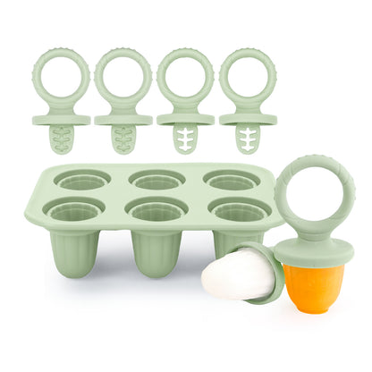 Silicone Baby Teething Ice Pop Mold | 6-Cavity Puree Freezer Tray