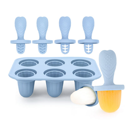 Silicone Baby Teething Ice Pop Mold | 6-Cavity Puree Freezer Tray