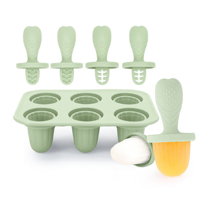 Silicone Baby Teething Ice Pop Mold | 6-Cavity Puree Freezer Tray