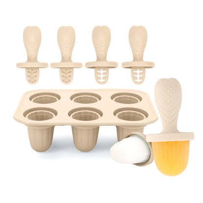 Silicone Baby Teething Ice Pop Mold | 6-Cavity Puree Freezer Tray