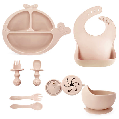 Silicone Baby Feeding Set | Whale Divided Plate & Snail Suction Bowl