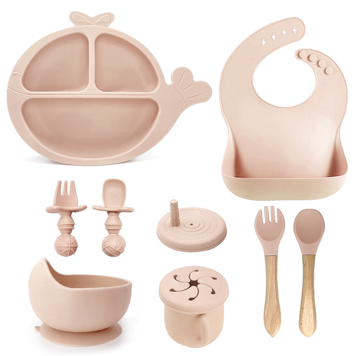 Best Seller Baby Divided Plate | Silicone Toddler Tableware Set | Whale Plate & Snail Bowl for Kids | BPA Free Non-Slip Baby Feeding Set