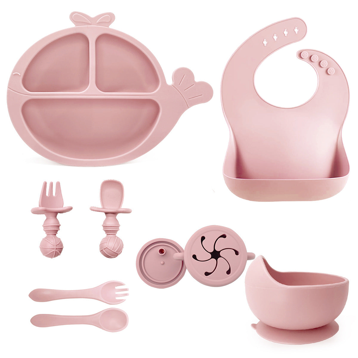 Best Seller Baby Divided Plate | Silicone Toddler Tableware Set | Whale Plate & Snail Bowl for Kids | BPA Free Non-Slip Baby Feeding Set