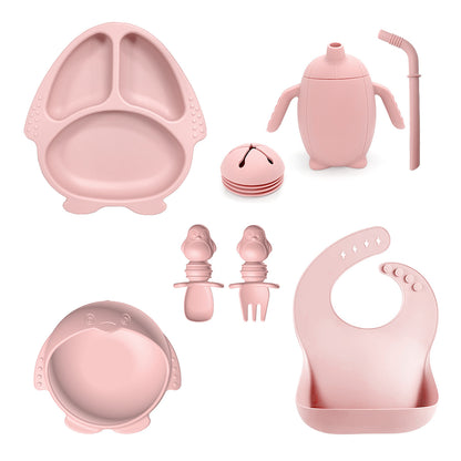 Silicone Baby Feeding Set | 10PCS Penguin Suction Tableware