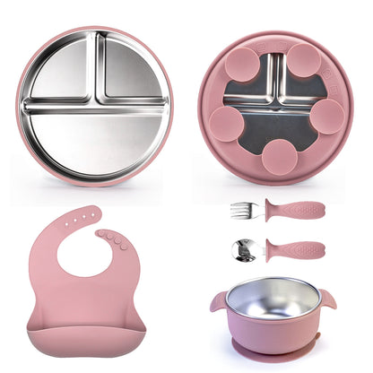 Stainless Steel Baby Feeding Set | Smiley Suction Plate & Utensils