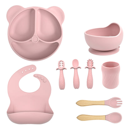 Silicone Baby Feeding Set | Divided Suction Plate, Bowl & Bib