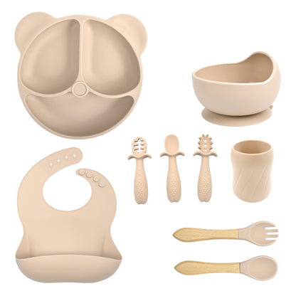 Silicone Baby Feeding Set | Divided Suction Plate, Bowl & Bib