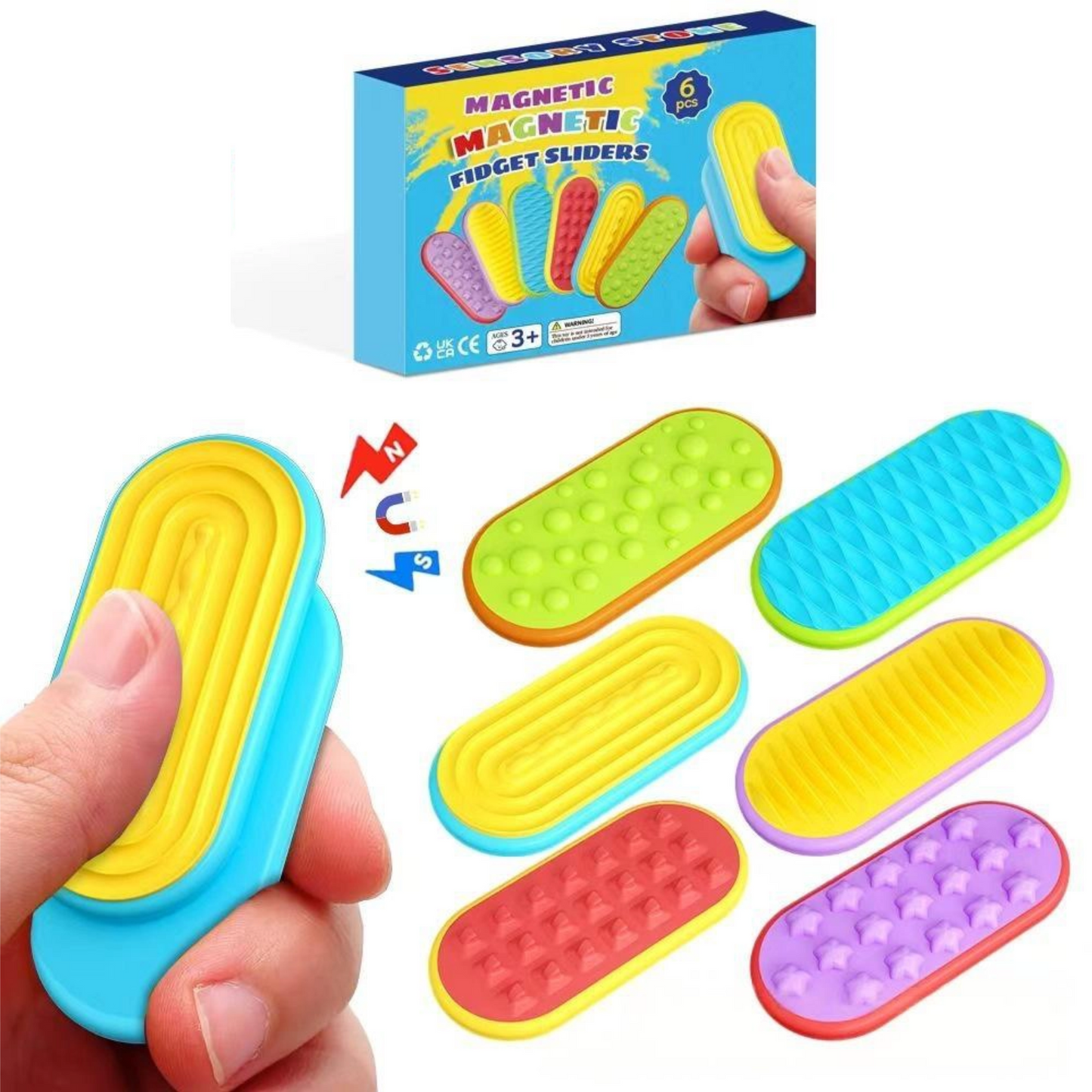 Sensory Fidget Toy | Magnetic Silicone Slider | Stress Relief & Anxiety Toy | Textured Sensory Stone | Kids & Adult Fidget Play